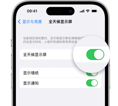 鄂州苹果15预约维修分享iPhone15如何设置全天候显示屏幕可见 