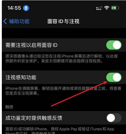 鄂州苹果14维修网点分享iPhone14注视感知功能有什么用 